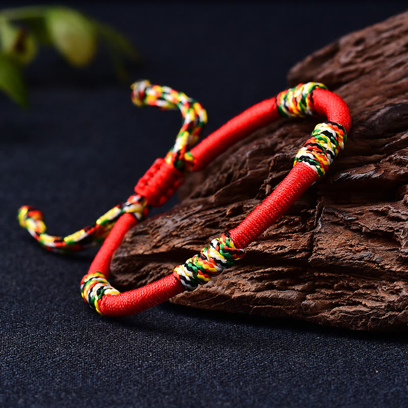 Pulsera de cuerda trenzada de protección de la suerte con nudo King Kong colorido hecho a mano tibetano con Buddha Stones