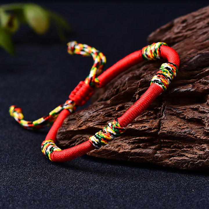 Pulsera de cuerda trenzada de protección de la suerte con nudo King Kong colorido hecho a mano tibetano con Buddha Stones