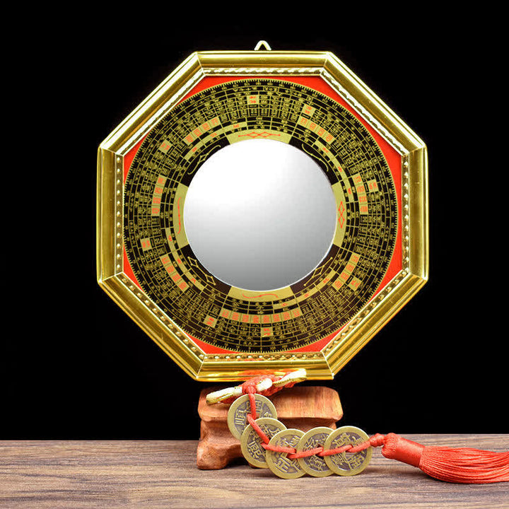 Feng Shui Bagua Mapa Monedas de los Cinco Emperadores Calabaza Equilibrio Sala de Estar Mapa de energía Espejo