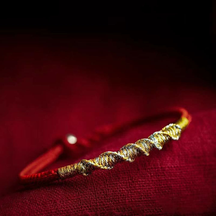 Pulsera trenzada de protección con hilo rojo de la fuerza de la suerte de plata de ley 925 con Buddha Stones - image 0