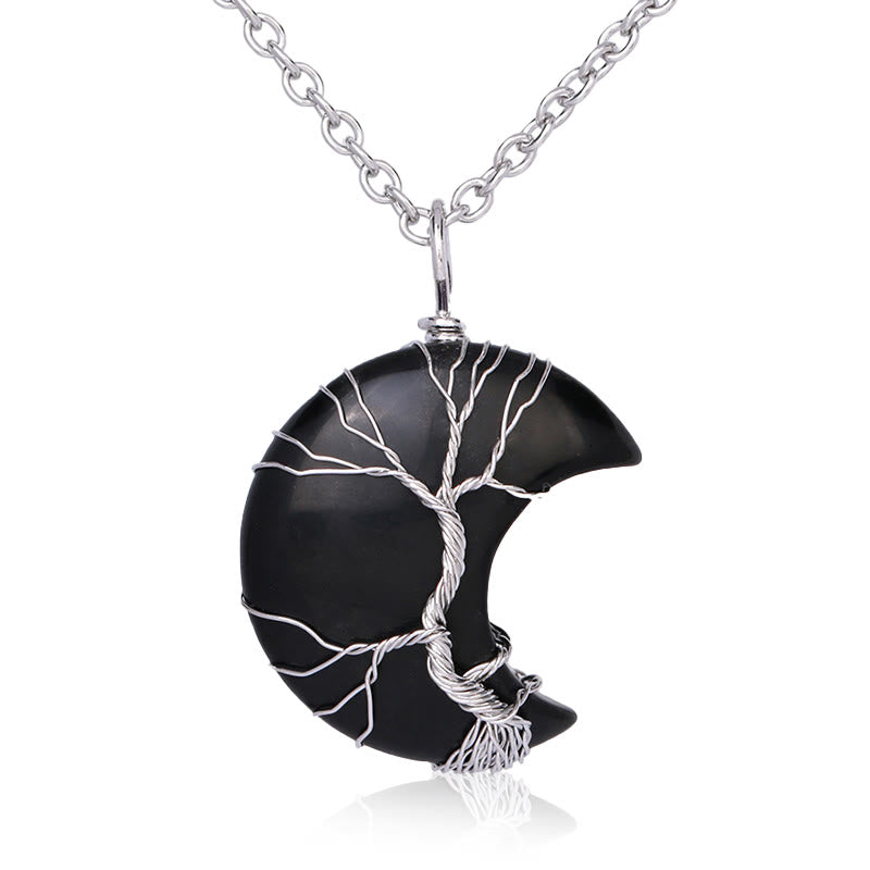 Colgante de collar de energía curativa con Buddha Stones, cristal de cuarzo Natural, Luna, árbol de la vida - Ónix negro - image 19
