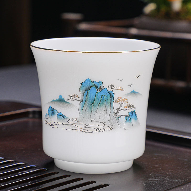 Taza de té de cerámica con diseño de árbol de ríos y montañas de piedras de Buddha Stones , taza de té de Kung Fu de 120ml