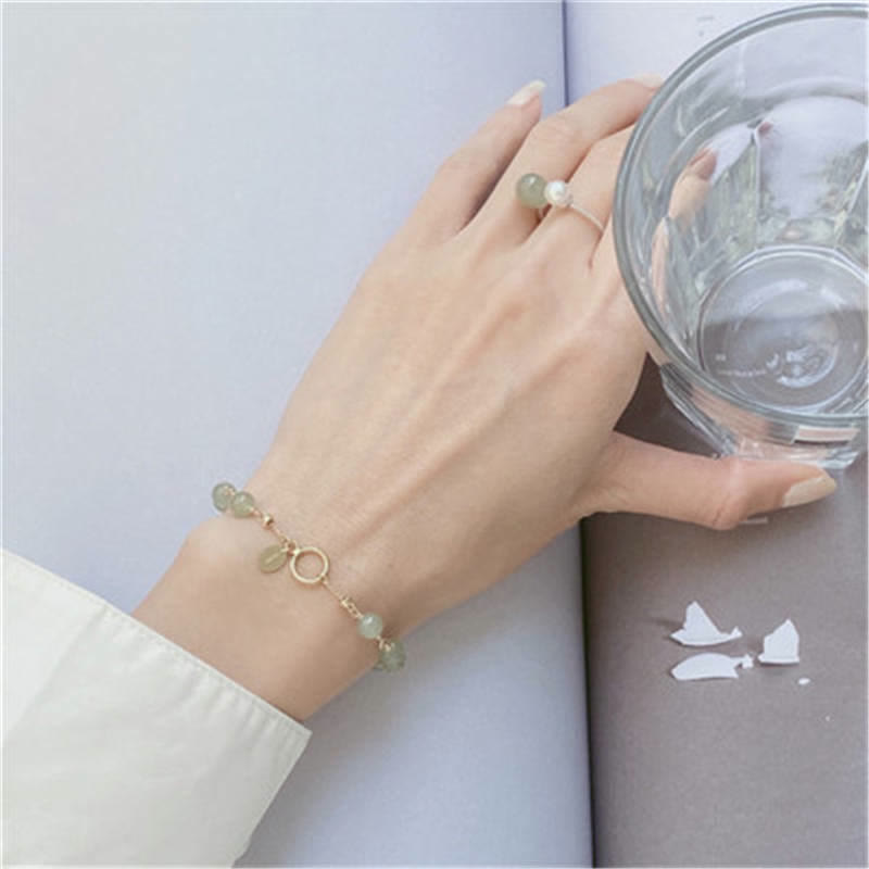 Pulsera con cuentas de suerte llena de oro de 14 quilates con jade hetiano natural único de Buddha Stones