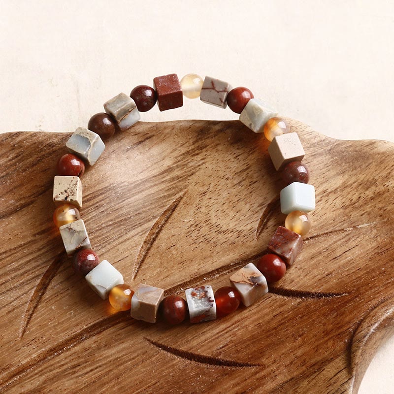 Pulsera de protección de ágata jaspe de sedimento marino de piedra natural de Buddha Stones
