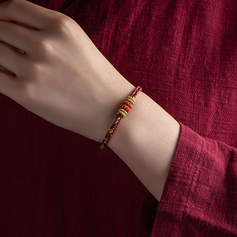 Pulsera de cuerda trenzada de fuerza de la suerte del Buda Natal del zodíaco chino hecha a mano del Tíbet con Buddha Stones