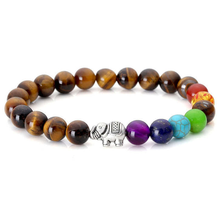 Pulsera curativa de paz con difusor de elefante y piedra de ojo de tigre de roca de lava