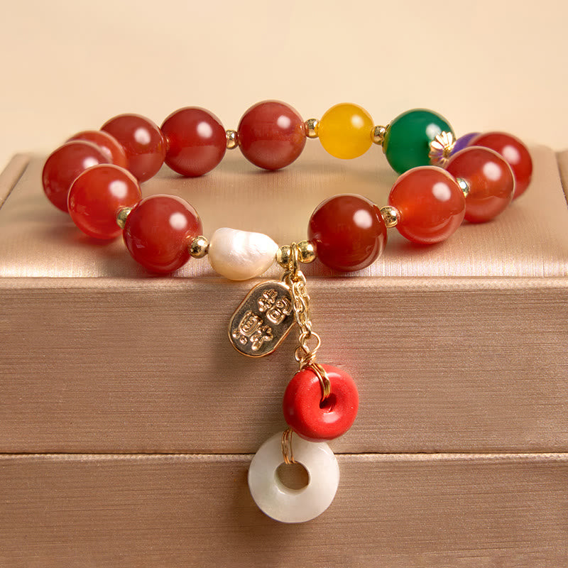Pulsera de confianza con dije de hebilla de paz y ágata roja de jade con Buddha Stones