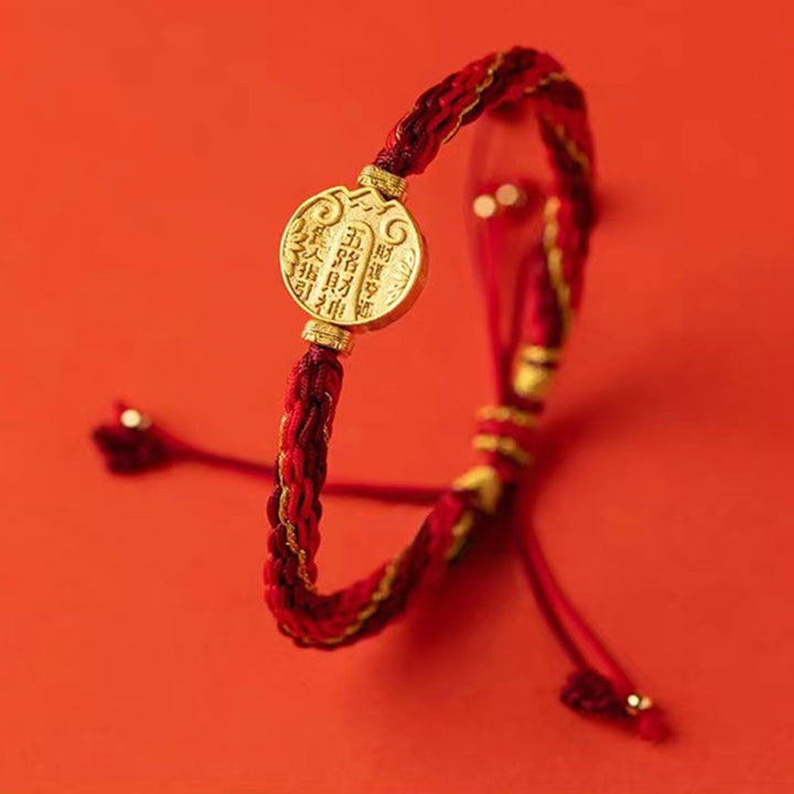 Pulsera trenzada de cuerda de protección con nudo de reencarnación hecha a mano dioses de la riqueza de cinco direcciones con piedras de Buddha Stones