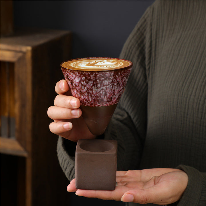Taza de café de cerámica con cambio de horno Retro Buddha Stones, taza de café expreso con Base de 200ml