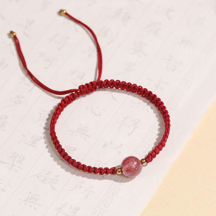 Pulsera tobillera con Buddha Stones, cristal de cuarzo, fresa Natural, amor, hilo rojo