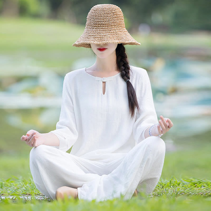 Conjunto de ropa de práctica matutina espiritual Zen para meditación y oración de Tai Chi, conjunto para mujer - image 11