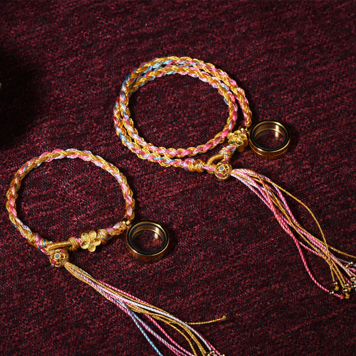 Pulsera trenzada de doble envoltura, hecha a mano, con Buddha Stones , cadena colorida de la suerte tibetana