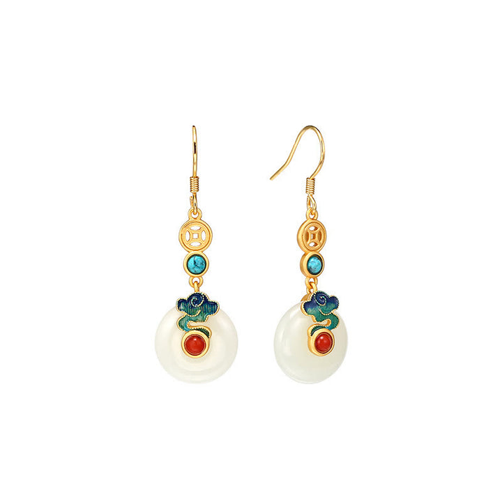 Buddha Stones, monedas de cobre de Jade, nubes propicias, collar de prosperidad, colgante, pulsera, anillo, pendientes