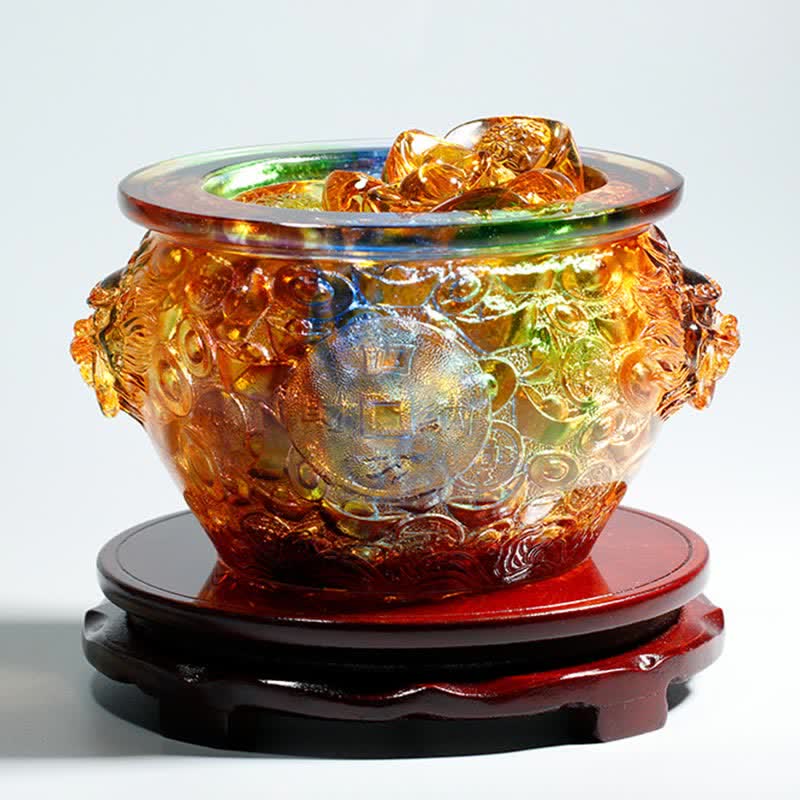 Pieza de arte hecha a mano de Liuli Crystal Treasure Bowl para decoración del hogar