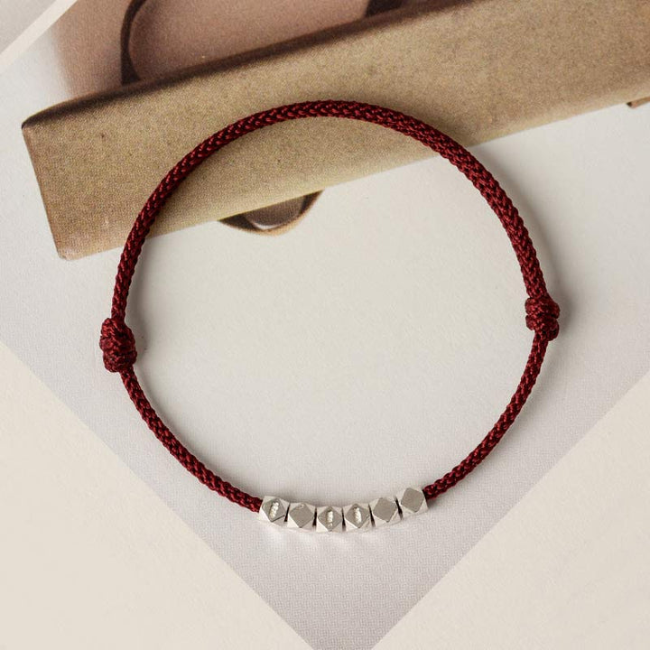 Tobillera con pulsera trenzada de hilo rojo de plata de ley 925 con Buddha Stones
