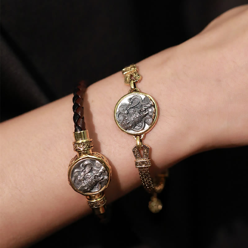 Pulsera de protección de bendición de la diosa de la riqueza Zakiram de plata de ley 925 tibetana con Buddha Stones