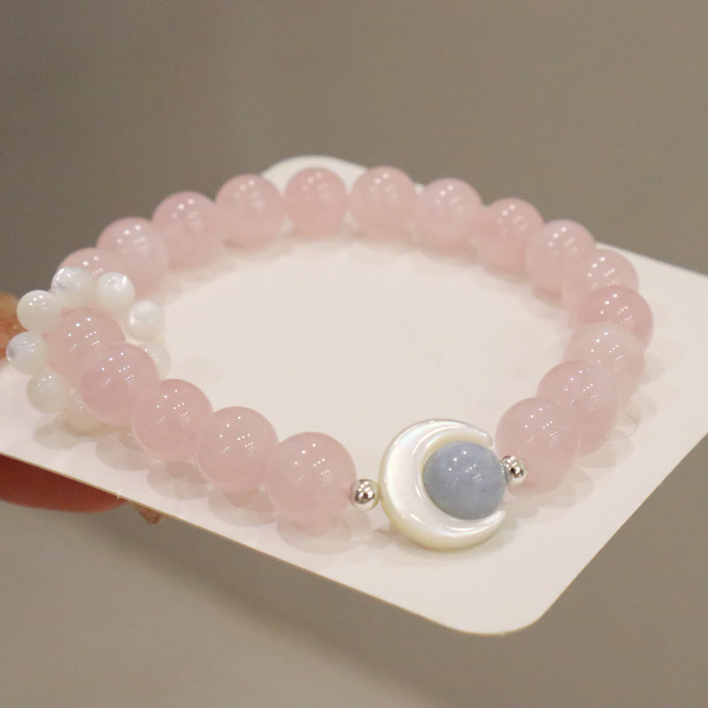 Pulsera de plata de ley 925 con Buddha Stones, amatista natural, aguamarina, cristal rosa, ojo de gato, luna creciente curativa - image 16