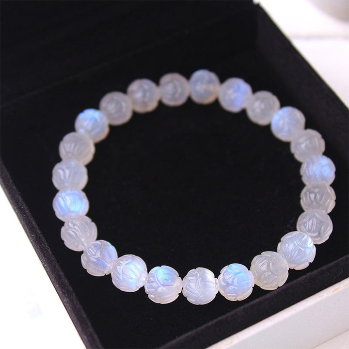 Pulsera de amor de loto de piedra lunar natural de Buddha Stones