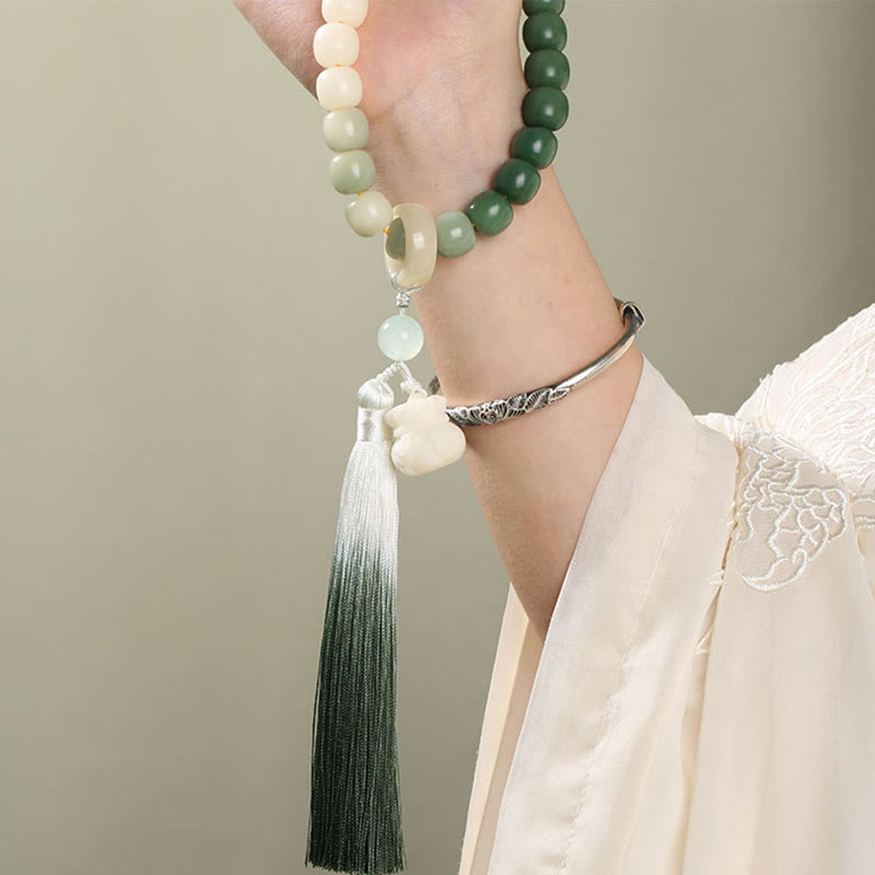 Bolsa de dinero de fortuna con semilla de Bodhi, gradiente Natural, borla de sabiduría de loto, Mala para muñeca