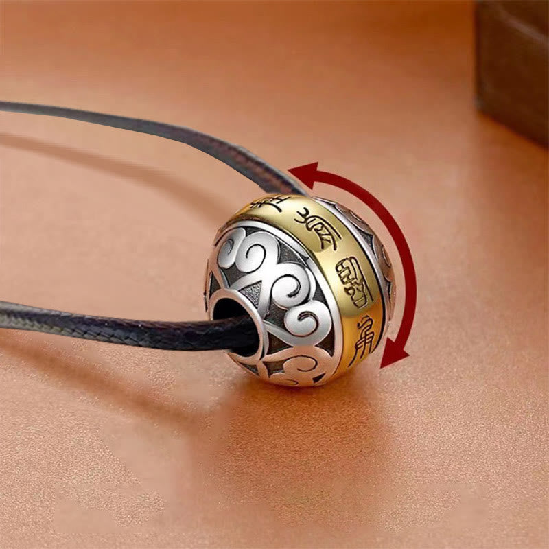 Buddha Stones taoísta Mantra de nueve caracteres grabado amuleto equilibrio collar colgante giratorio