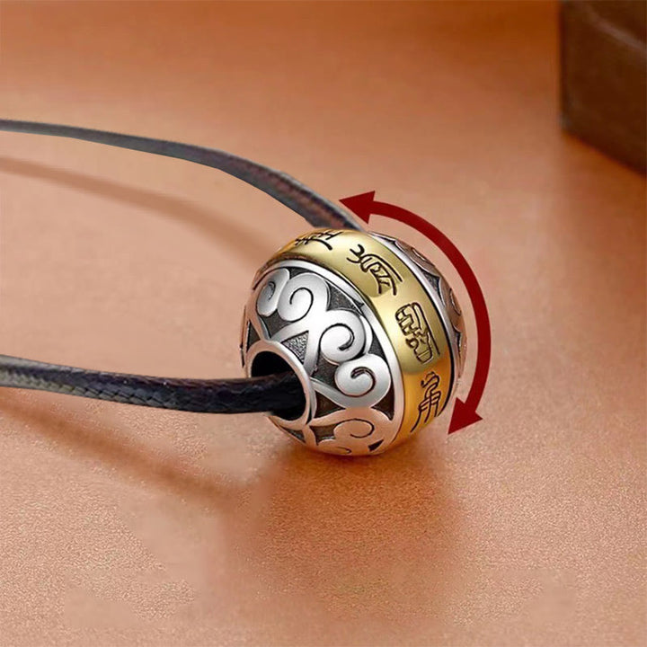 Buddha Stones taoísta Mantra de nueve caracteres grabado amuleto equilibrio collar colgante giratorio