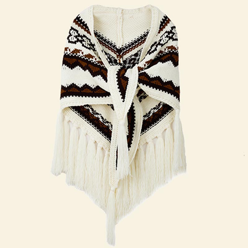 Mantón triangular tibetano con Buddha Stones, borlas a rayas, bufanda de viaje acogedora para invierno
