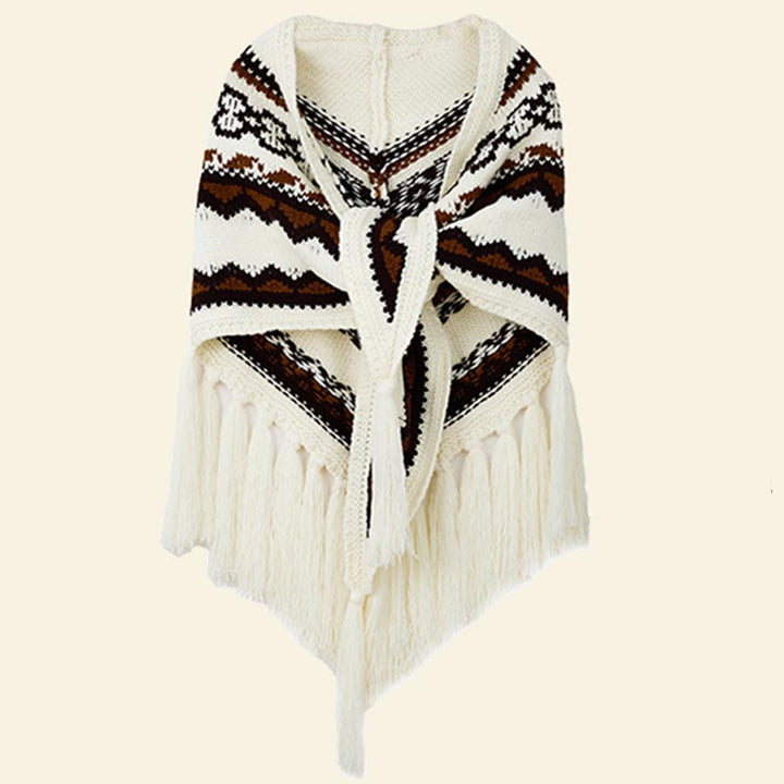 Mantón triangular tibetano con Buddha Stones, borlas a rayas, bufanda de viaje acogedora para invierno