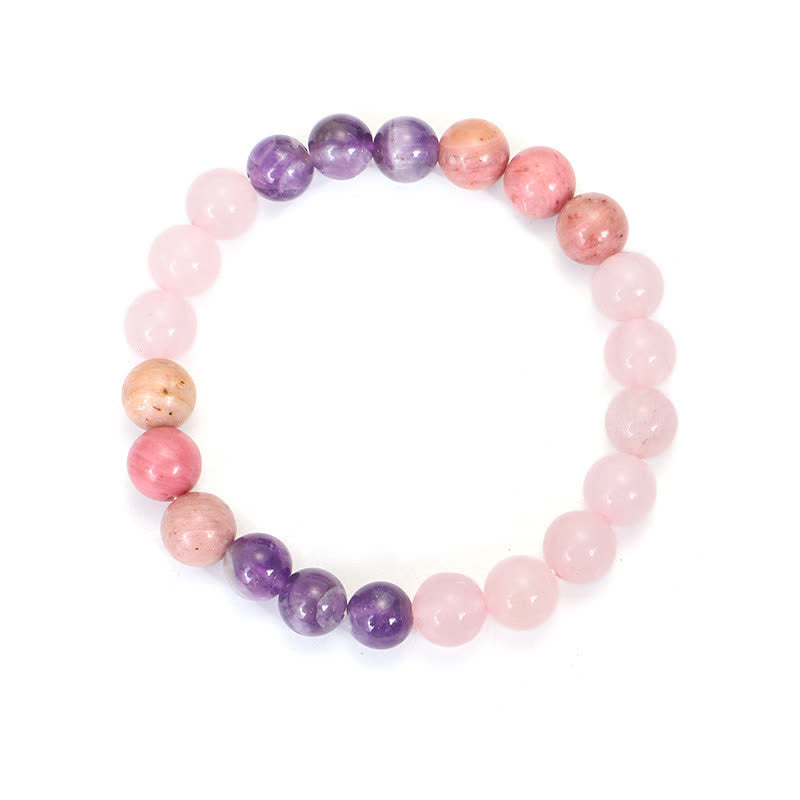 Pulsera de borlas curativas espirituales con Buddha Stones, 108 cuentas Mala, amatista, cuarzo rosa