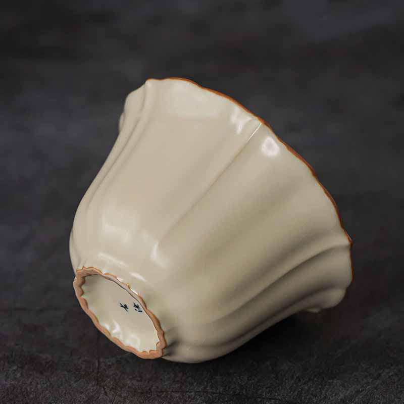 Buddha Stones, forma de flor de ciruelo Beige, rama de melocotón, taza de té de cerámica Gaiwan Sancai, taza de té de Kung Fu con tapa