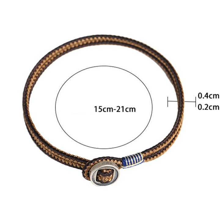 Pulsera de hilo de tejido de protección de botón hecha a mano de plata de ley 925 con Buddha Stones