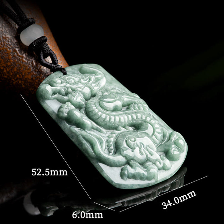 Buddha Stones Año del Dragón Zodiaco Chino Dragón Jade Éxito Amuleto Collar Colgante
