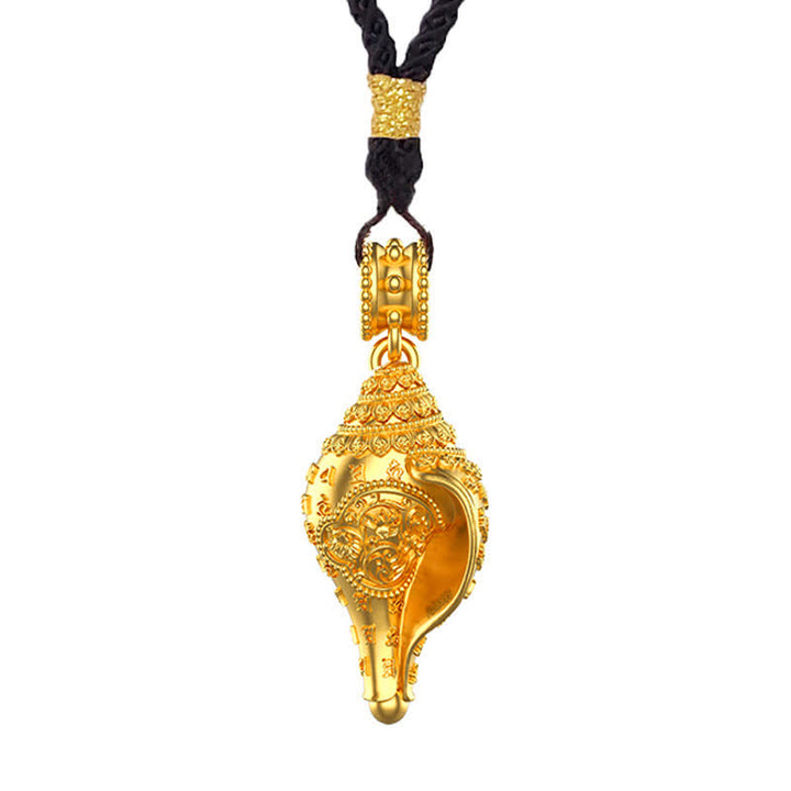 Colgante de plata de ley 999 con concha de caracola Shankha y concha de mar