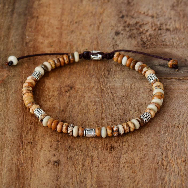 Pulsera de hilo con cuentas positivas de jaspe con imagen