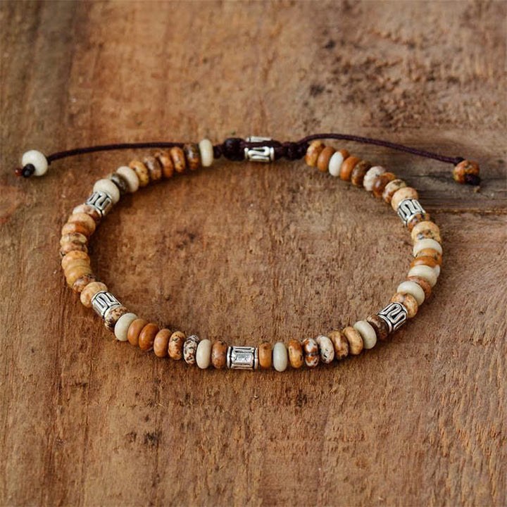 Pulsera de hilo con cuentas positivas de jaspe con imagen