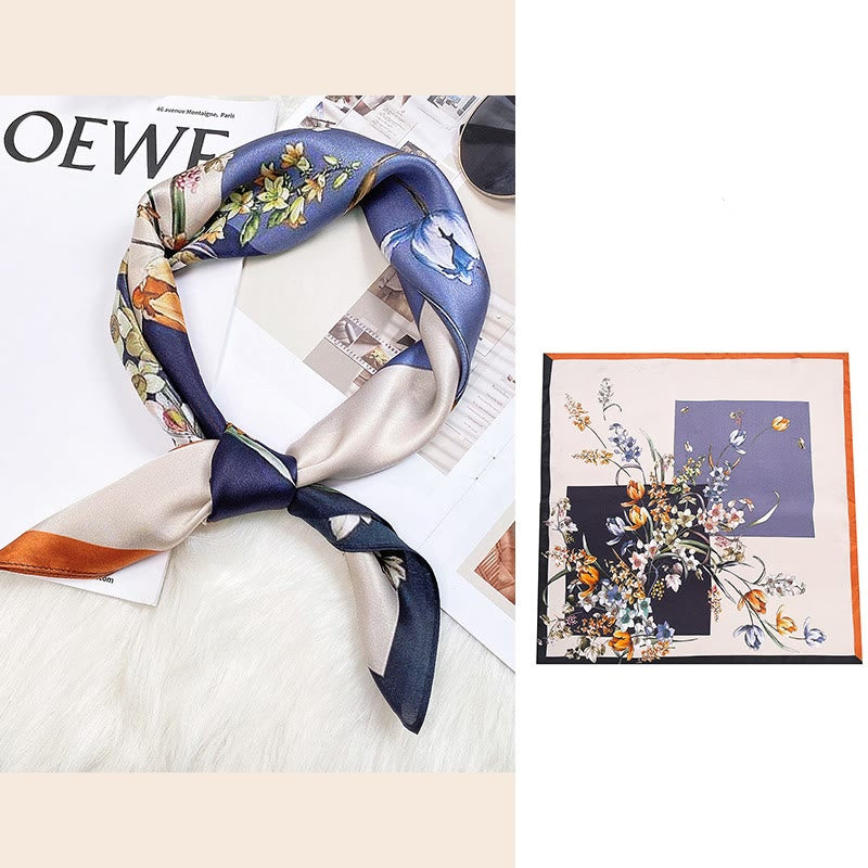 Buddha Stones escena pastoral globo aerostático flor de primavera 100% seda de morera cuello bufanda para el pelo - image 29