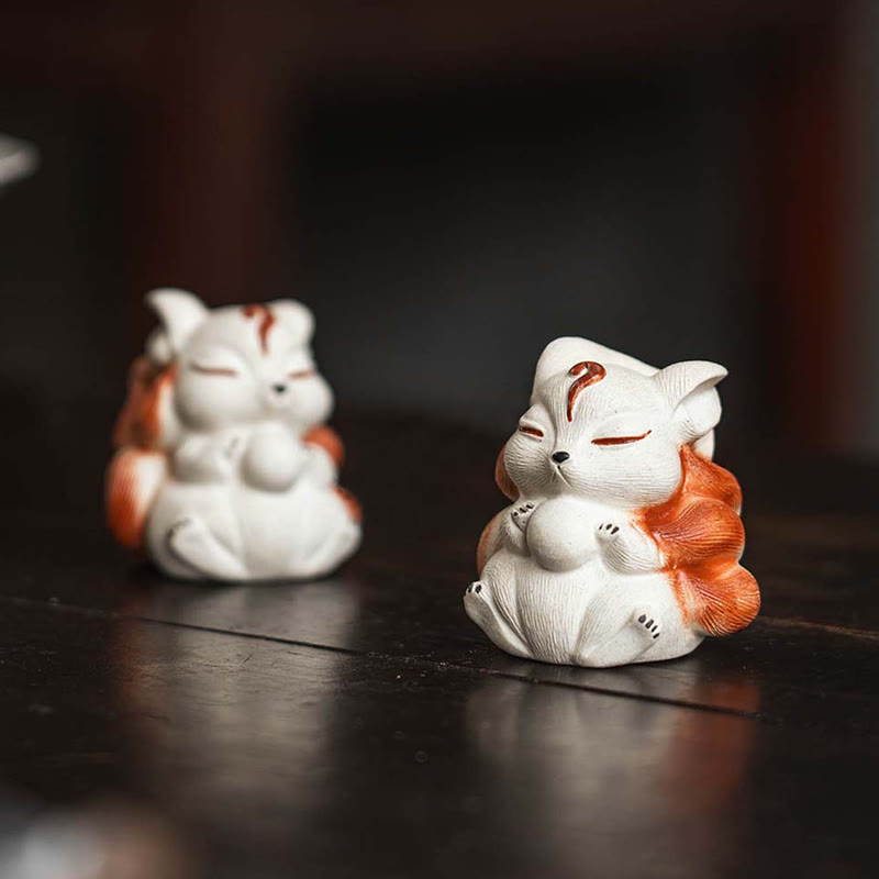 Mini Buddha Stones , arcilla morada, decoración de escritorio de la suerte