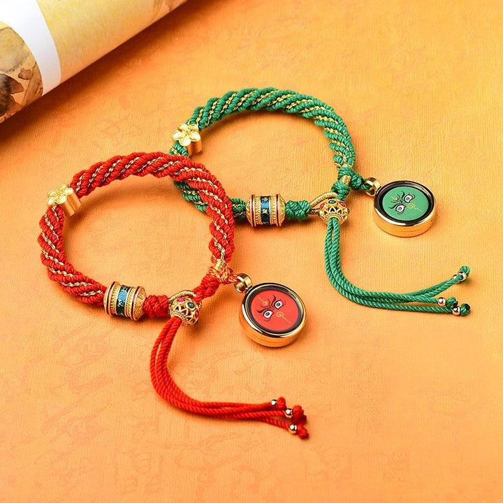 Buddha Stones Tíbet hechas a mano cinco dioses de la riqueza suerte amuleto Thangka rueda de oración flor encanto tejido pulsera de cuerda