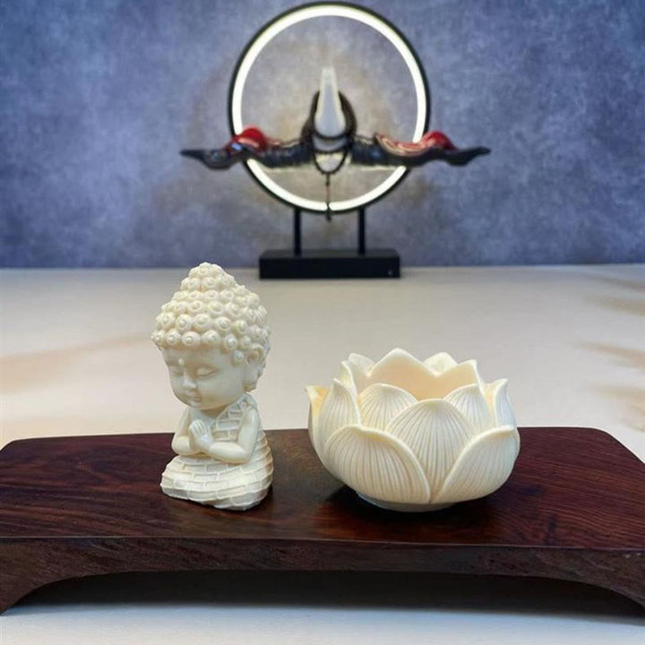 Buddha Stones Mini fruta de marfil Tathagata Buda Lotus Kwan Yin Avalokitesvara Manjusri Samantabhadra Serenity decoración de escritorio