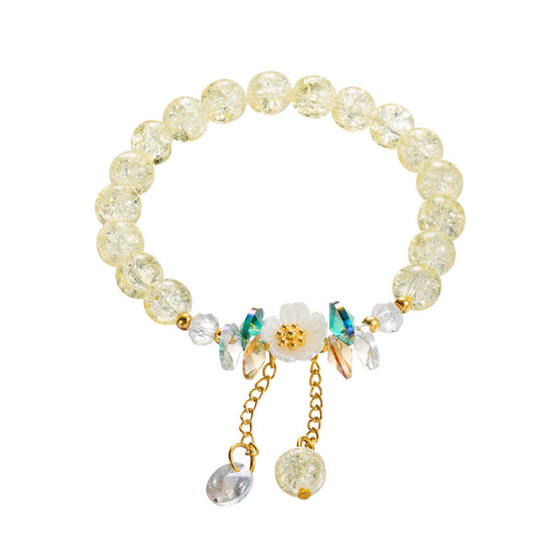 Pulsera de cuentas de cristal con dije de flor de diseño simple con Buddha Stones
