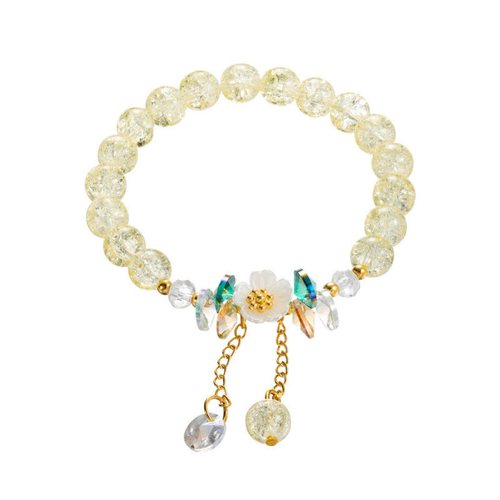 Pulsera de cuentas de cristal con dije de flor de diseño simple con Buddha Stones