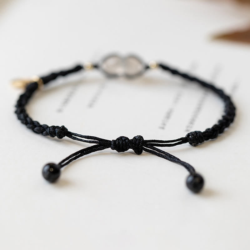 Pulsera de hilo positivo con hebilla de paz redonda de calcedonia con Buddha Stones