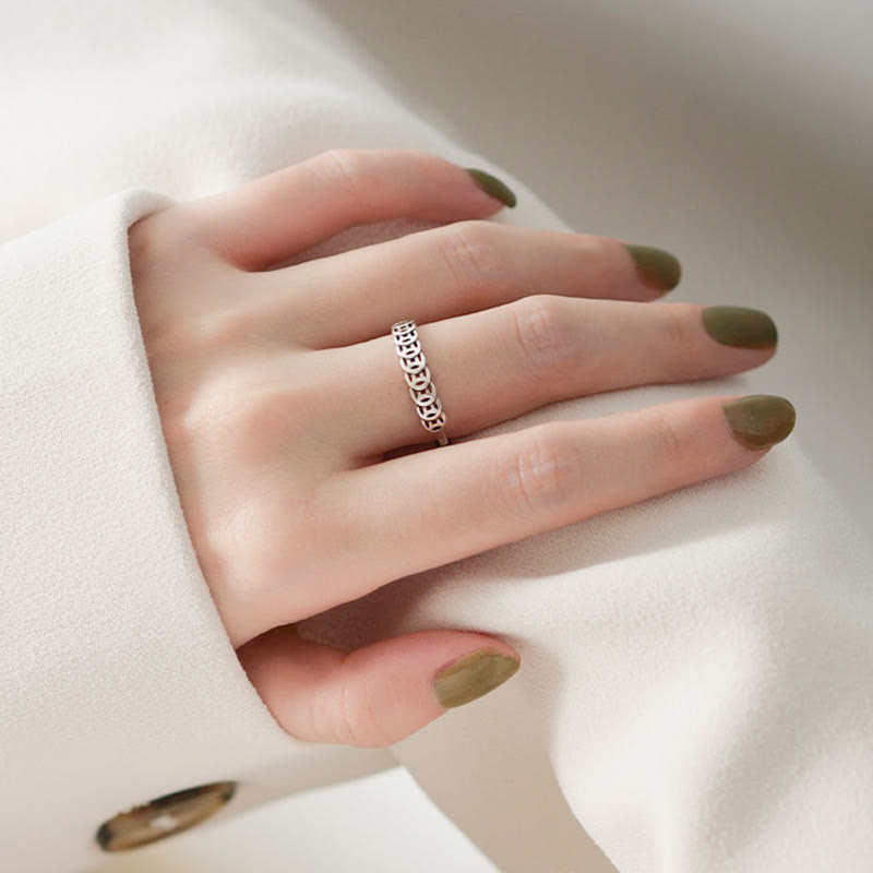 Anillo ajustable de la suerte con diseño de moneda de cobre vintage