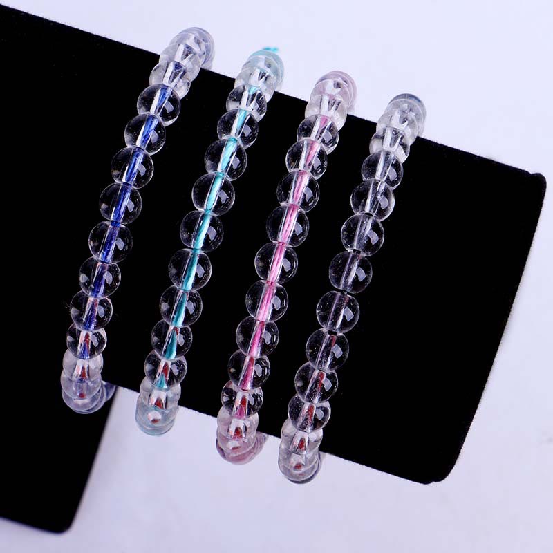 Pulsera ajustable de hilo trenzado con cuentas de vidrio hechas a mano