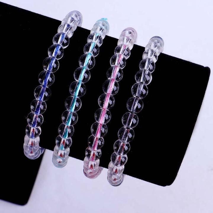 Pulsera ajustable de hilo trenzado con cuentas de vidrio hechas a mano