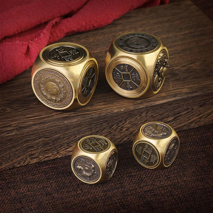 Buddha Stones cuatro bestias Feng Shui Yin Yang Bagua moneda de cobre armonía decoración giratoria