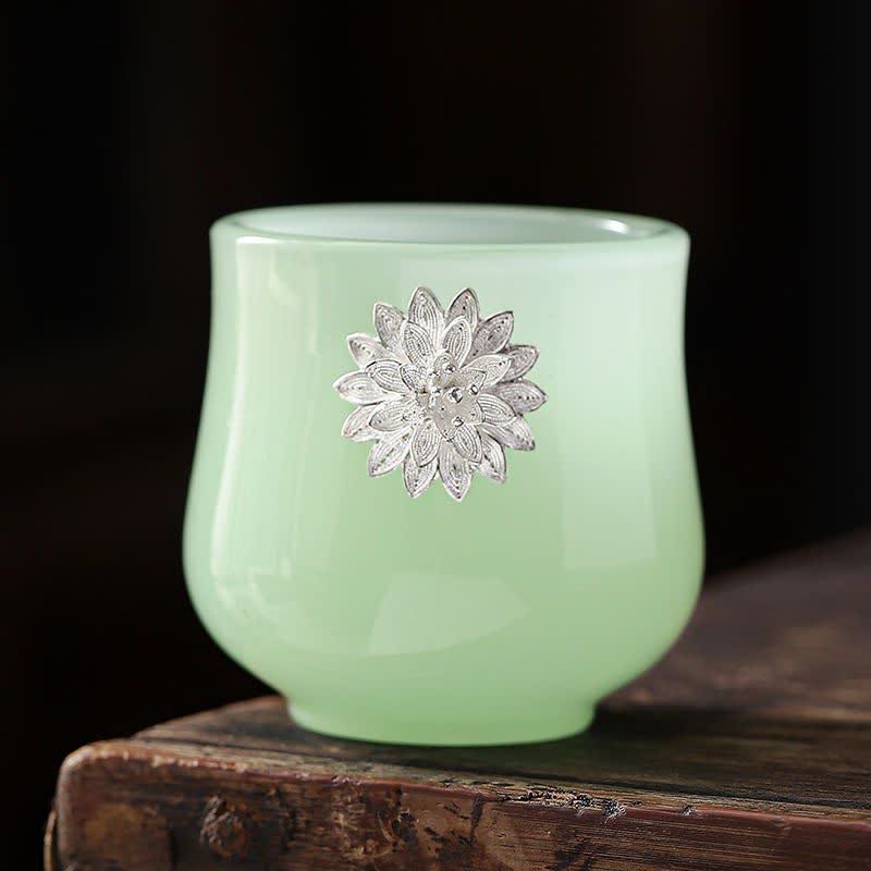 Tazas de té de cerámica con diseño de flor de Fénix, dragón de loto y Buddha Stones