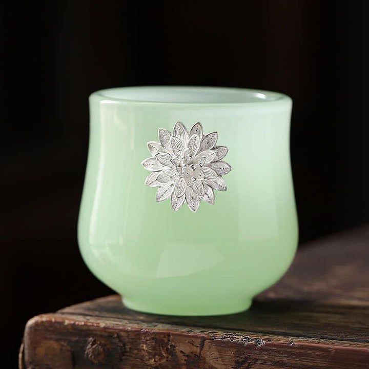 Tazas de té de cerámica con diseño de flor de Fénix, dragón de loto y Buddha Stones
