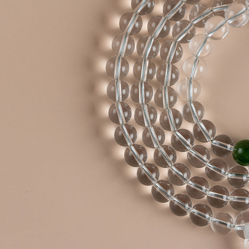 Pulsera de meditación de jade de cristal blanco de 108 cuentas Mala