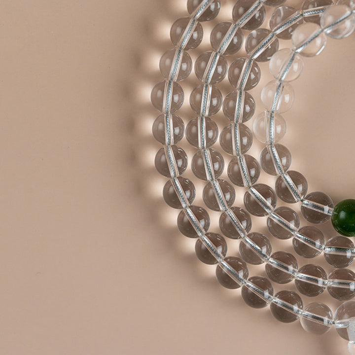 Pulsera de meditación de jade de cristal blanco de 108 cuentas Mala