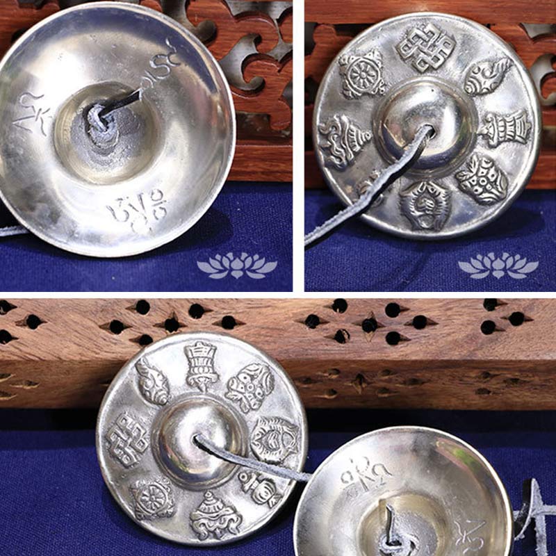 Campana tibetana Tingsha, seis palabras verdaderas, decoración curativa de cobre blanco